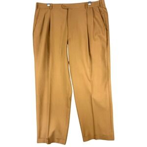 Zanella Bennett Dress Pants Mens 36 Tan 100% Wool Pleated Front Made Italy 36x26